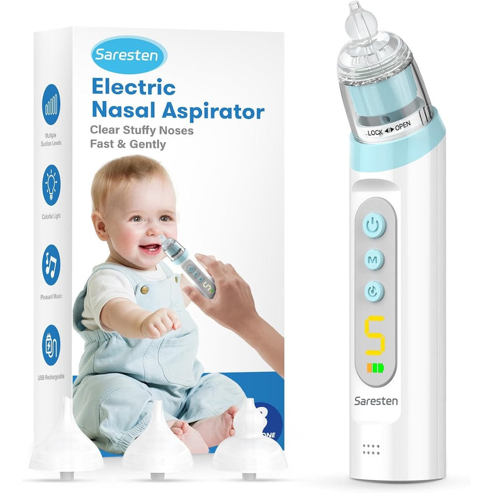 Saresten electric nasal aspirator for baby in blue color front view