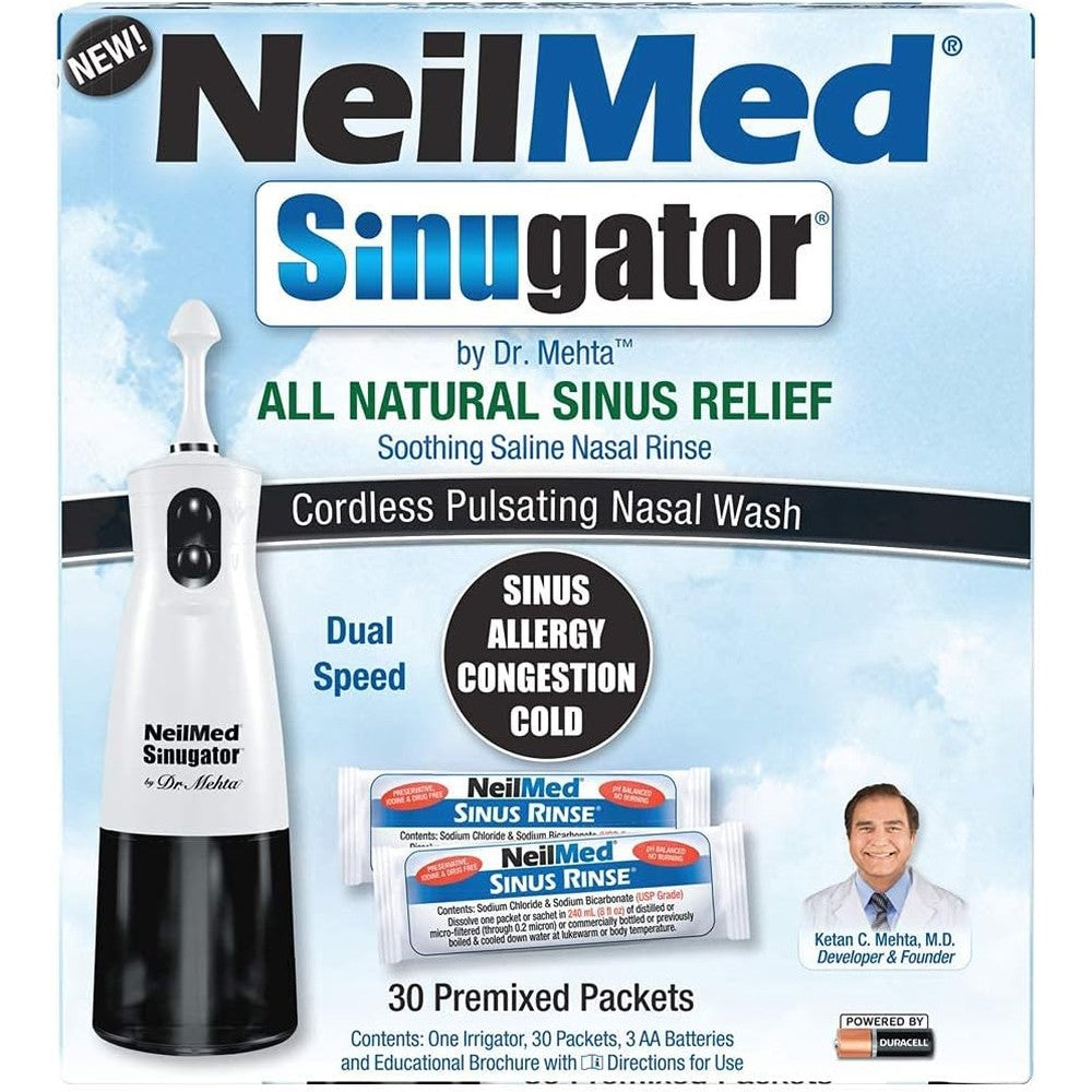NeilMed Sinugator cordless pulsating nasal irrigator front view