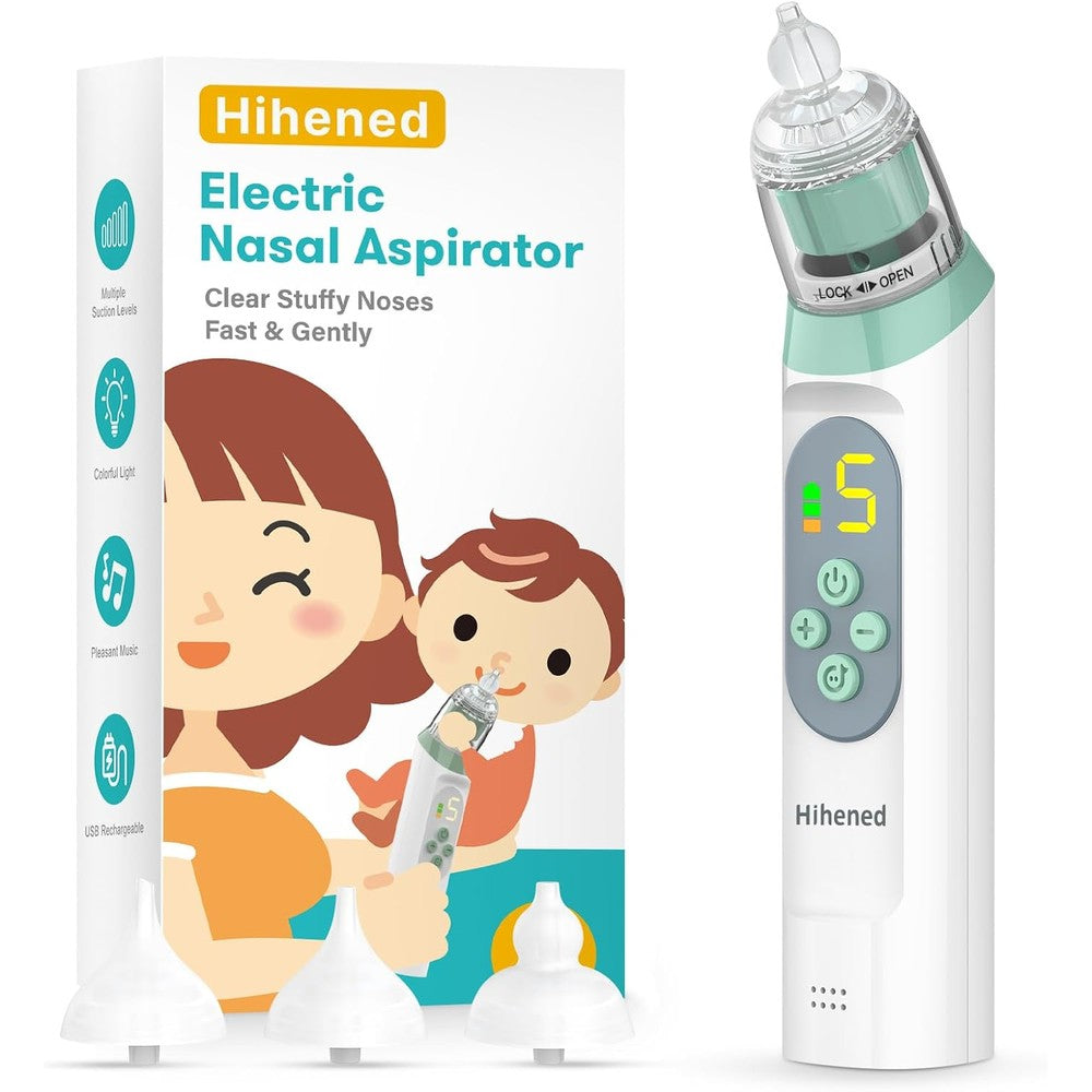 Hihened electric nasal aspirator for baby in green front view