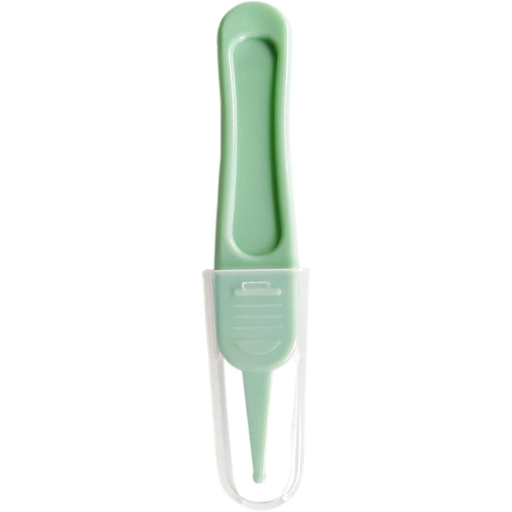 Digital Shoppy Pigeon Baby Nasal Tweezer front view showing green rounded tips and protective cap