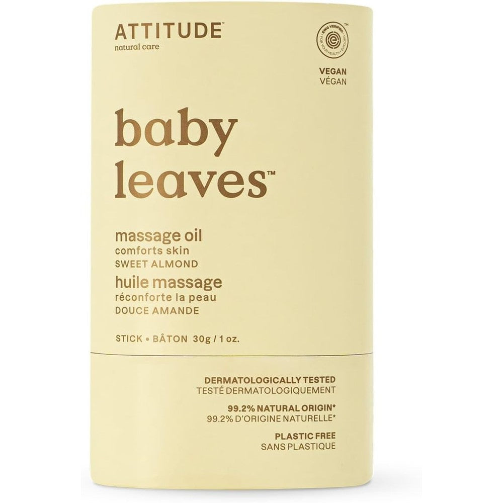 Attitude Baby Leaves Massage Oil Bar front view packaging