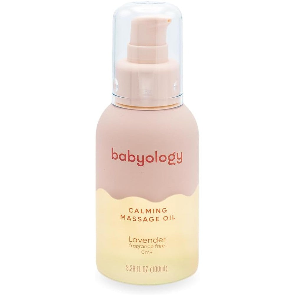Babyology Calming baby massage oil bottle front view
