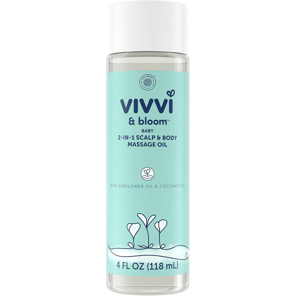 Vivvi & Bloom 2-in-1 Baby Scalp and Body Massage Oil bottle front view