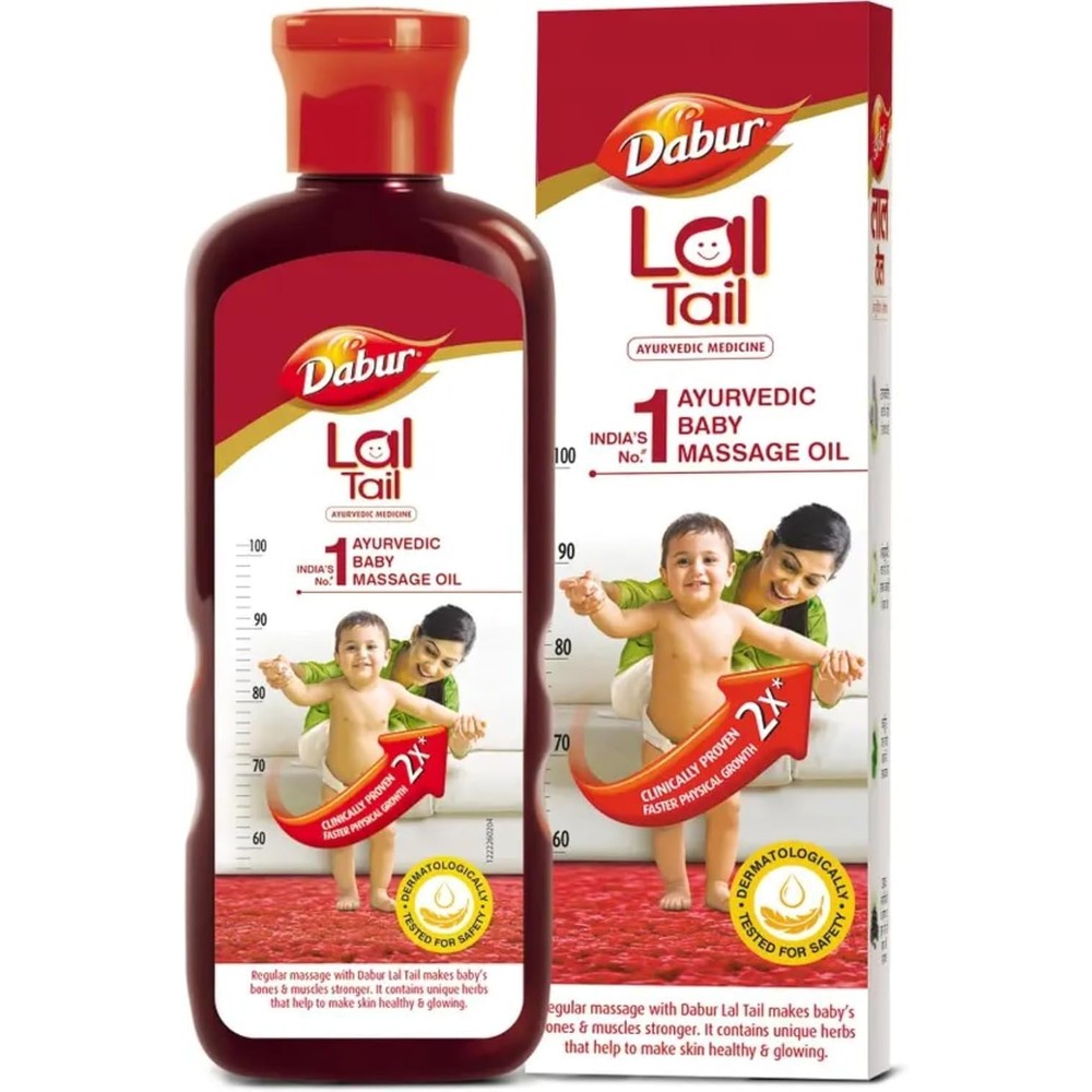 Dabur Lal Tail Ayurvedic baby massage oil bottle front view