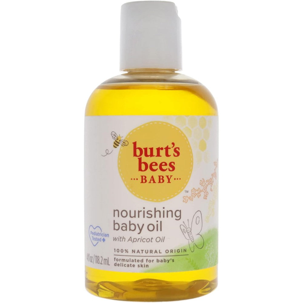 Burt's Bees Baby Nourishing Baby Oil front view bottle for natural infant skincare