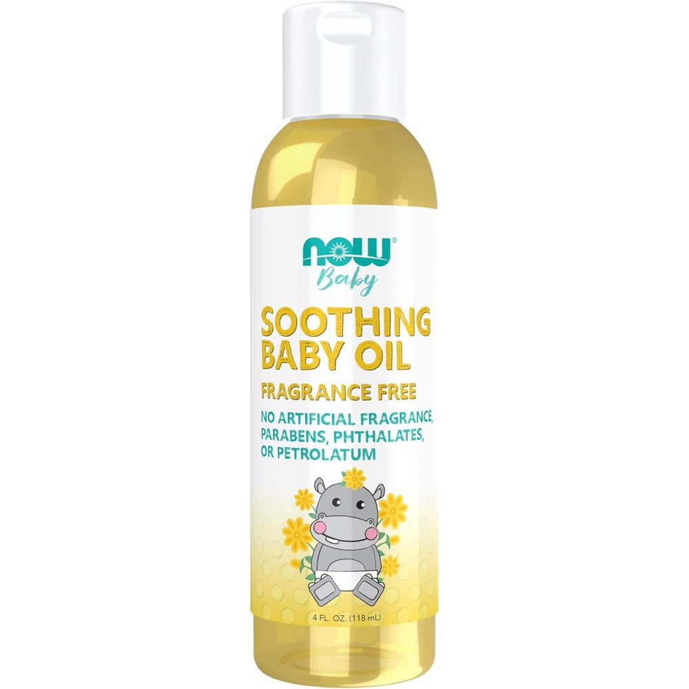 NOW Foods Soothing Baby Oil Fragrance Free For Delicate Skin Moisturizing Plant Based Blend 4 Fluid Ounce - Image 1