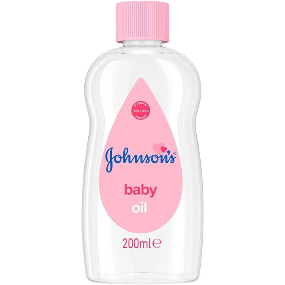 Johnson's Baby Oil 200ml bottle front view for delicate skin care