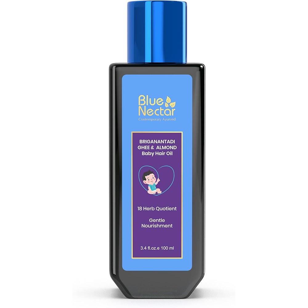Blue Nectar Ayurvedic Baby Hair Oil front view bottle
