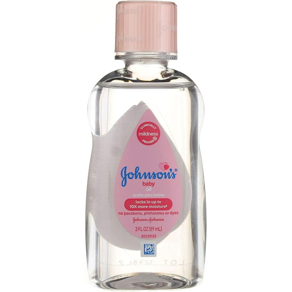 Johnson and Johnson baby oil 3 pack front view