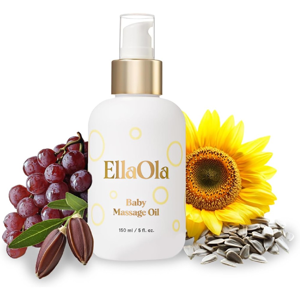 EllaOla Organic Moisturizing Baby Massage Oil front view bottle