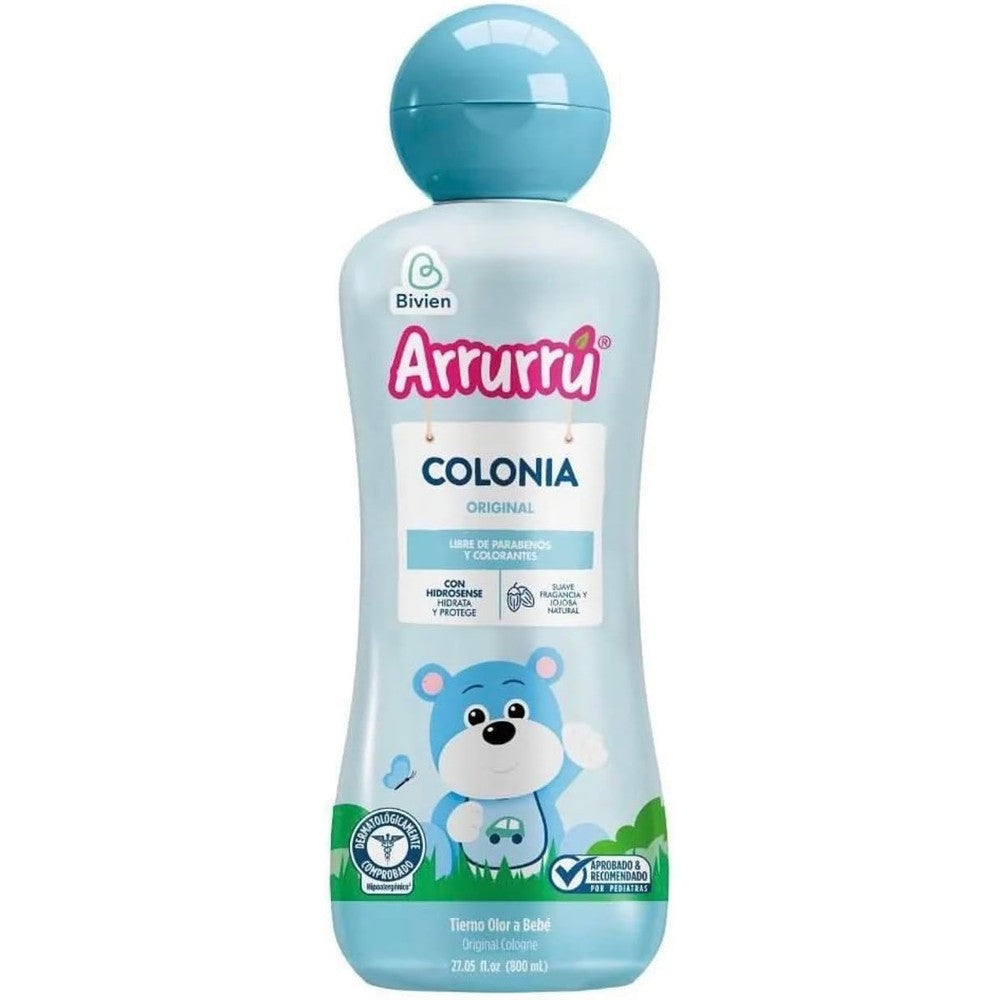 Arrurru Naturals Colonia Original Azul 800ml baby cologne bottle front view