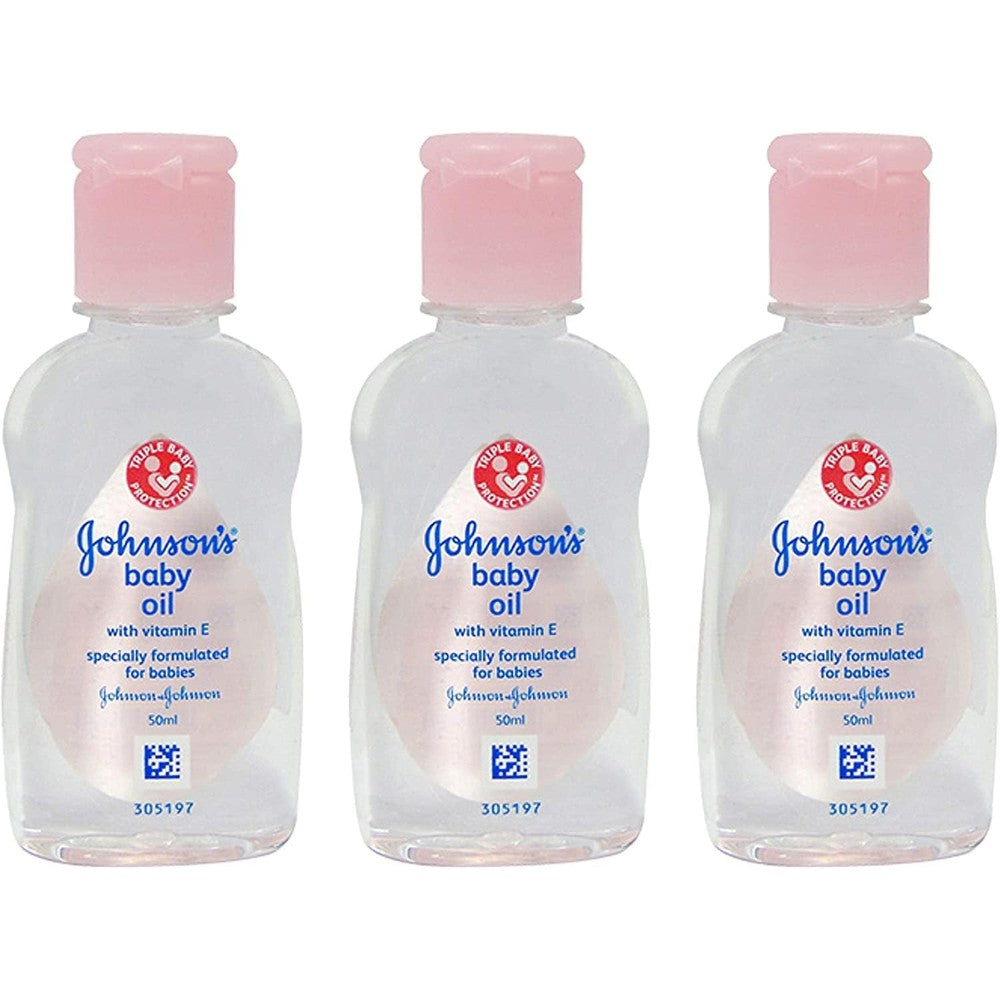 Johnson's Baby Massage Oil 50 milliliter 3 pack front view