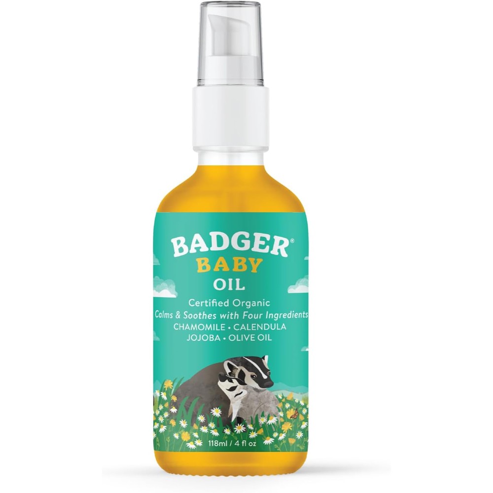 Badger Baby Oil organic skincare bottle front view