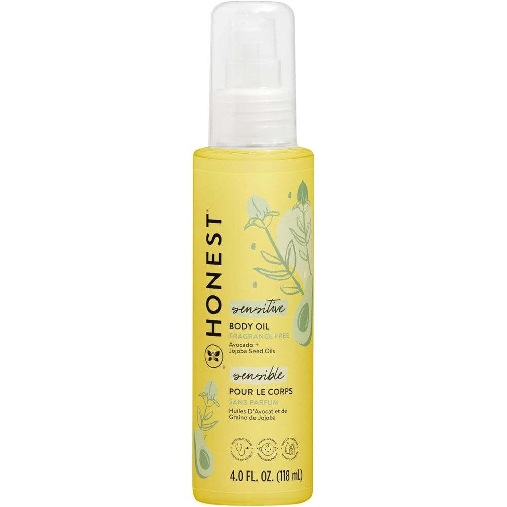 The Honest Company Fragrance Free Moisturizing Body Oil Nourish And Soothe Baby Skin Plant Based Hypoallergenic Vegan 4 Fluid Ounces - Image 1