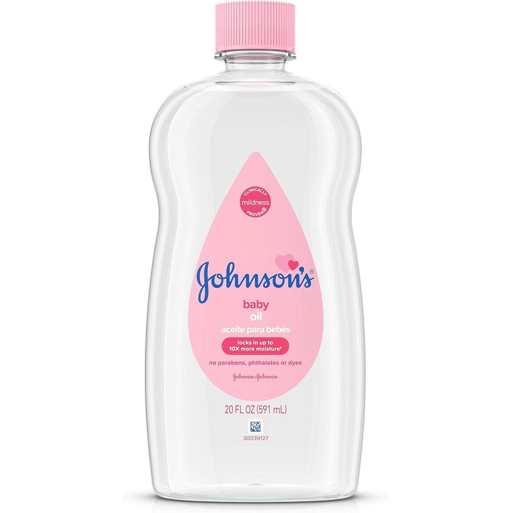 Johnsons Baby Oil Pure Mineral Oil 20 Fluid Ounces front view