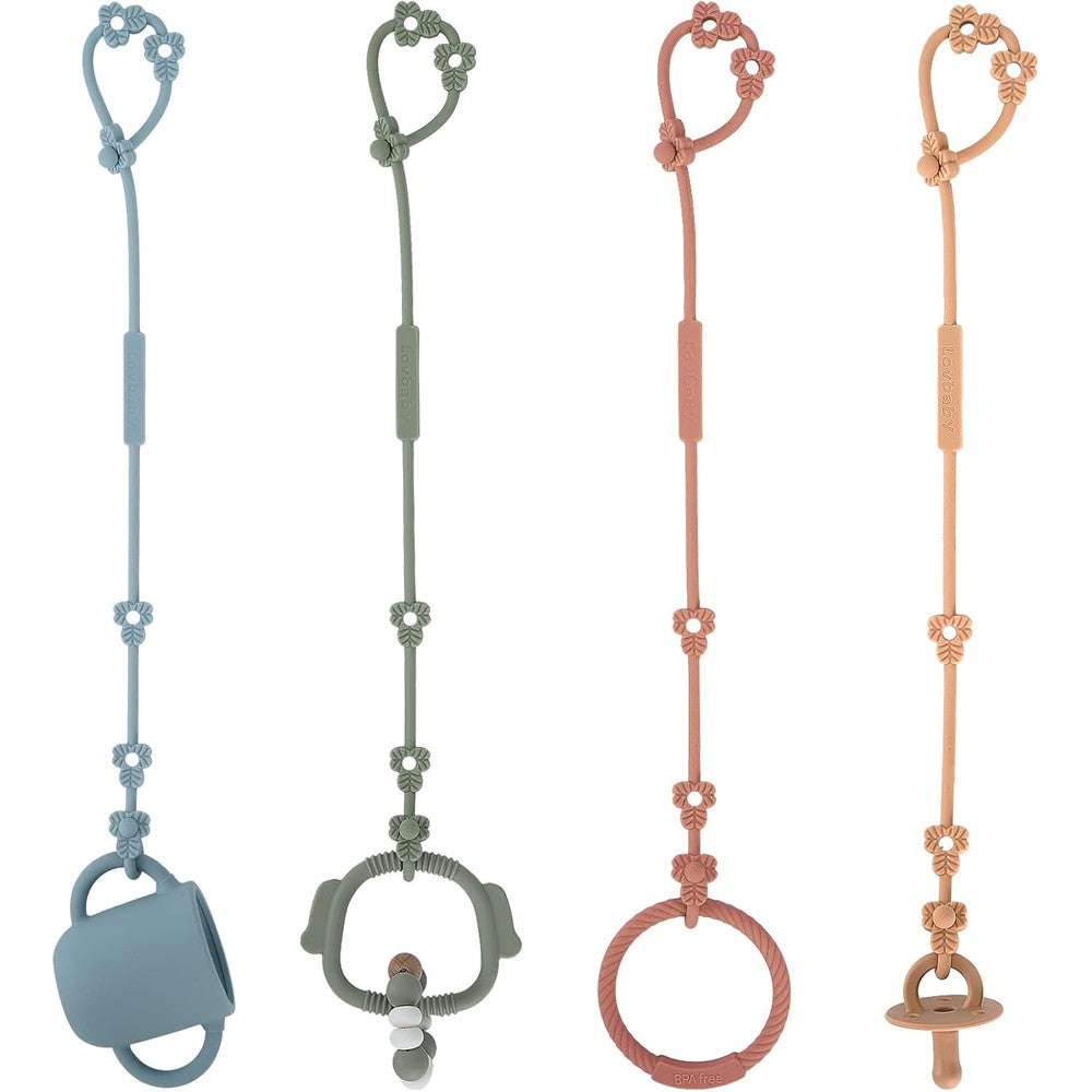 Andy Bear Silicone Toy Safety Straps front view pack of four colors