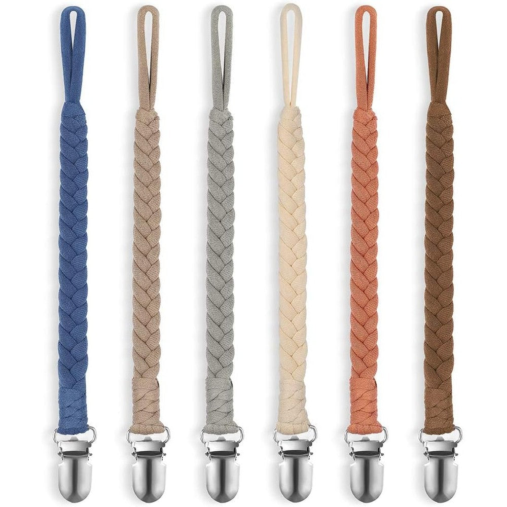 Pokipaw braided cotton pacifier clip pack front view showcase