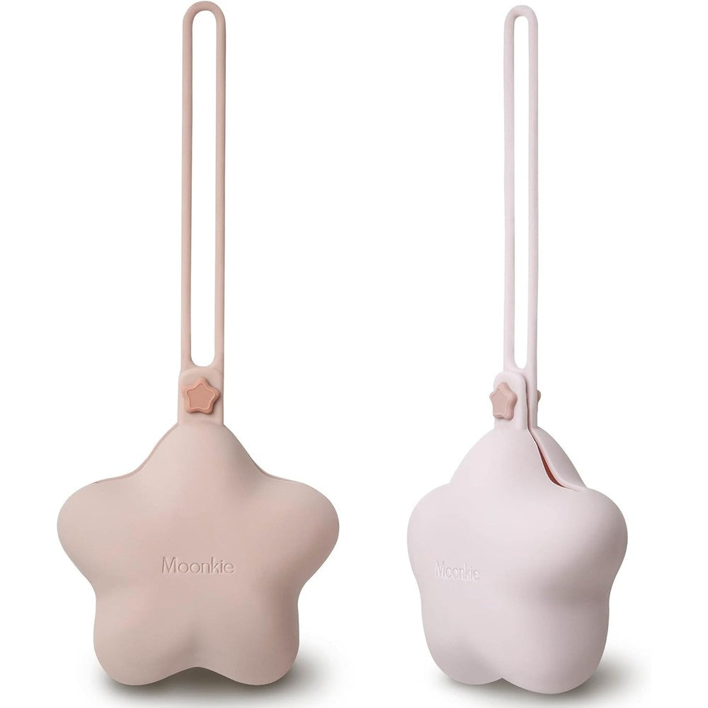 Moonkie Silicone Pacifier Holder Case pack of two front view star design travel accessory