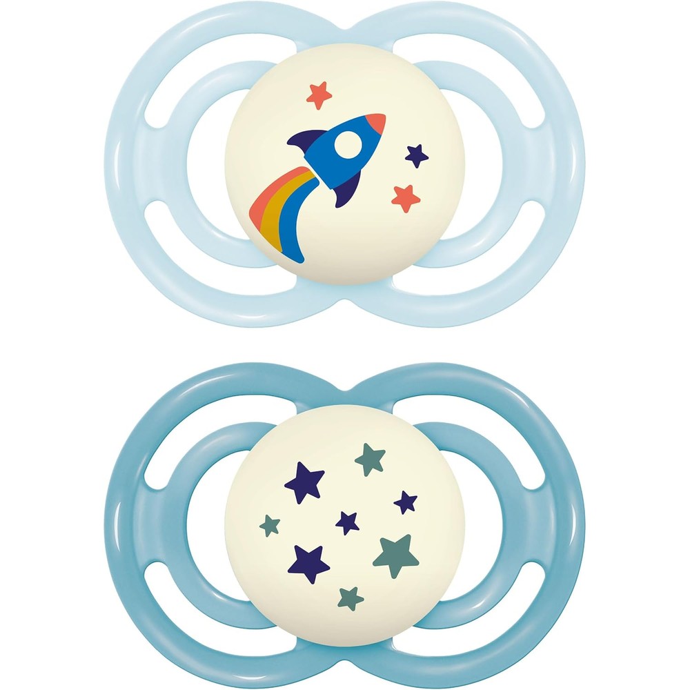 MAM Perfect Night pacifier 16 plus months blue set front view