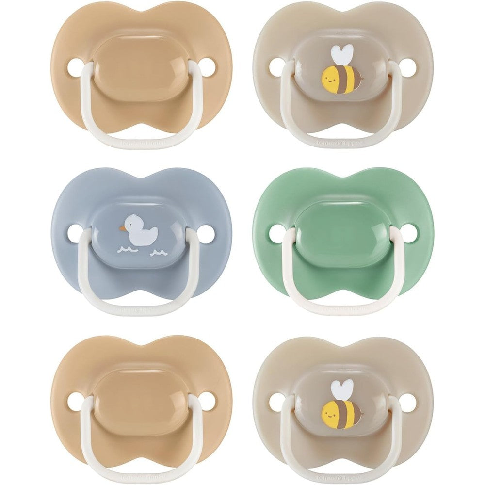 Tommee Tippee Anytime Matte Pacifiers in blue green and grey matte colors best binky for newborn