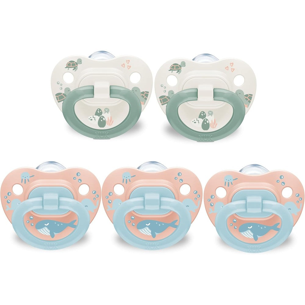 NUK First Choice Classic pacifier set 5-pack front view