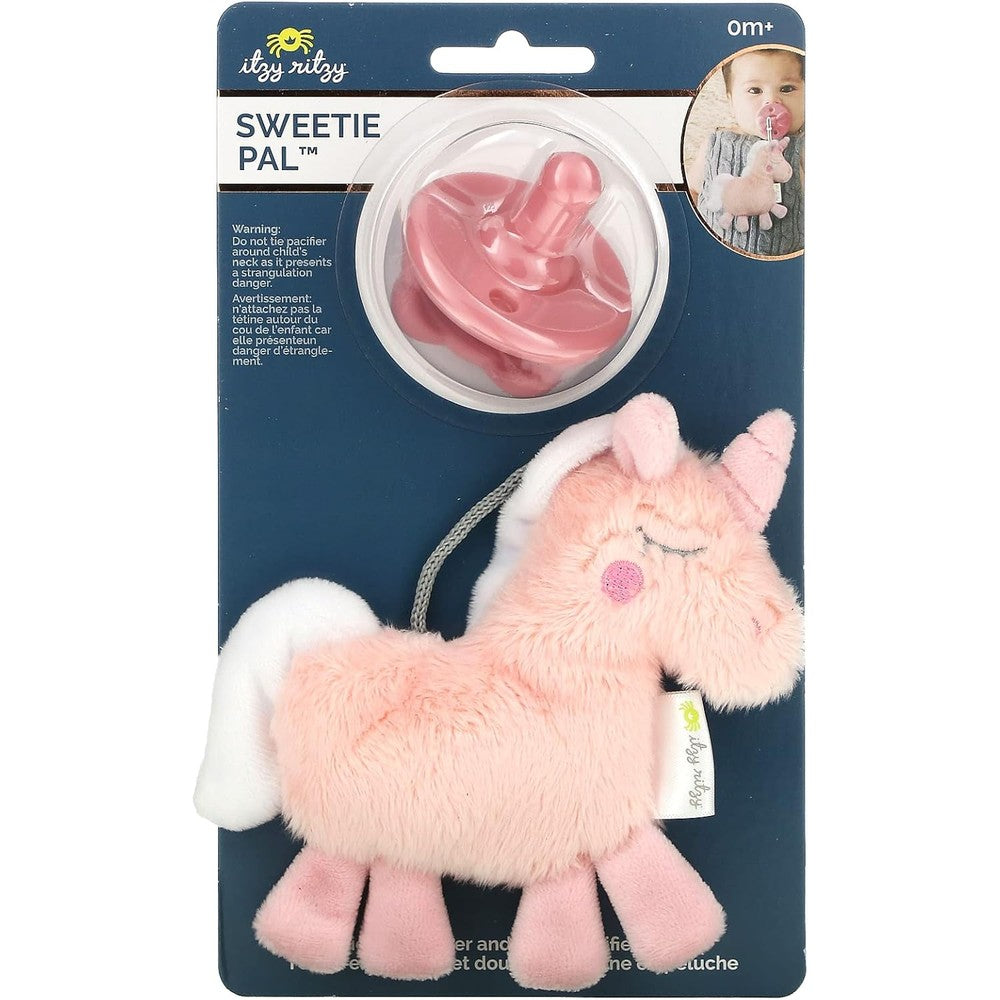 Itzy Ritzy Sweetie Pal unicorn pacifier set front view