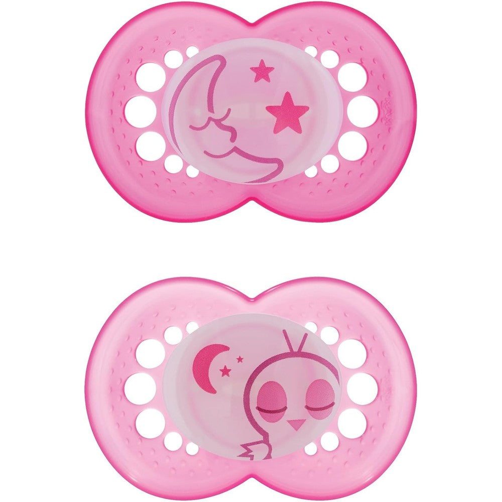 MAM Original Night Glow Pacifiers set with sterilizer case front view