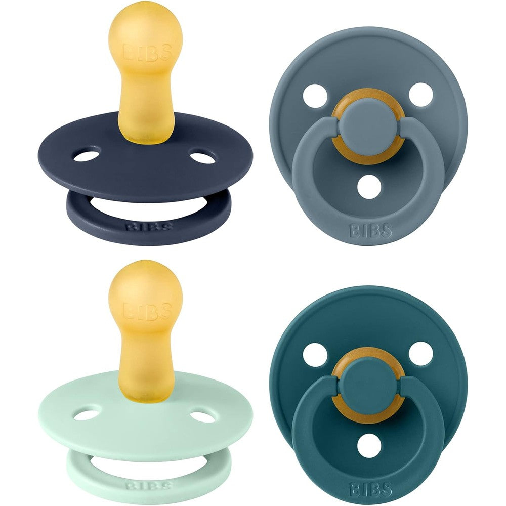 Bibs Colour Pacifier 4 Pack front view showing boy colors