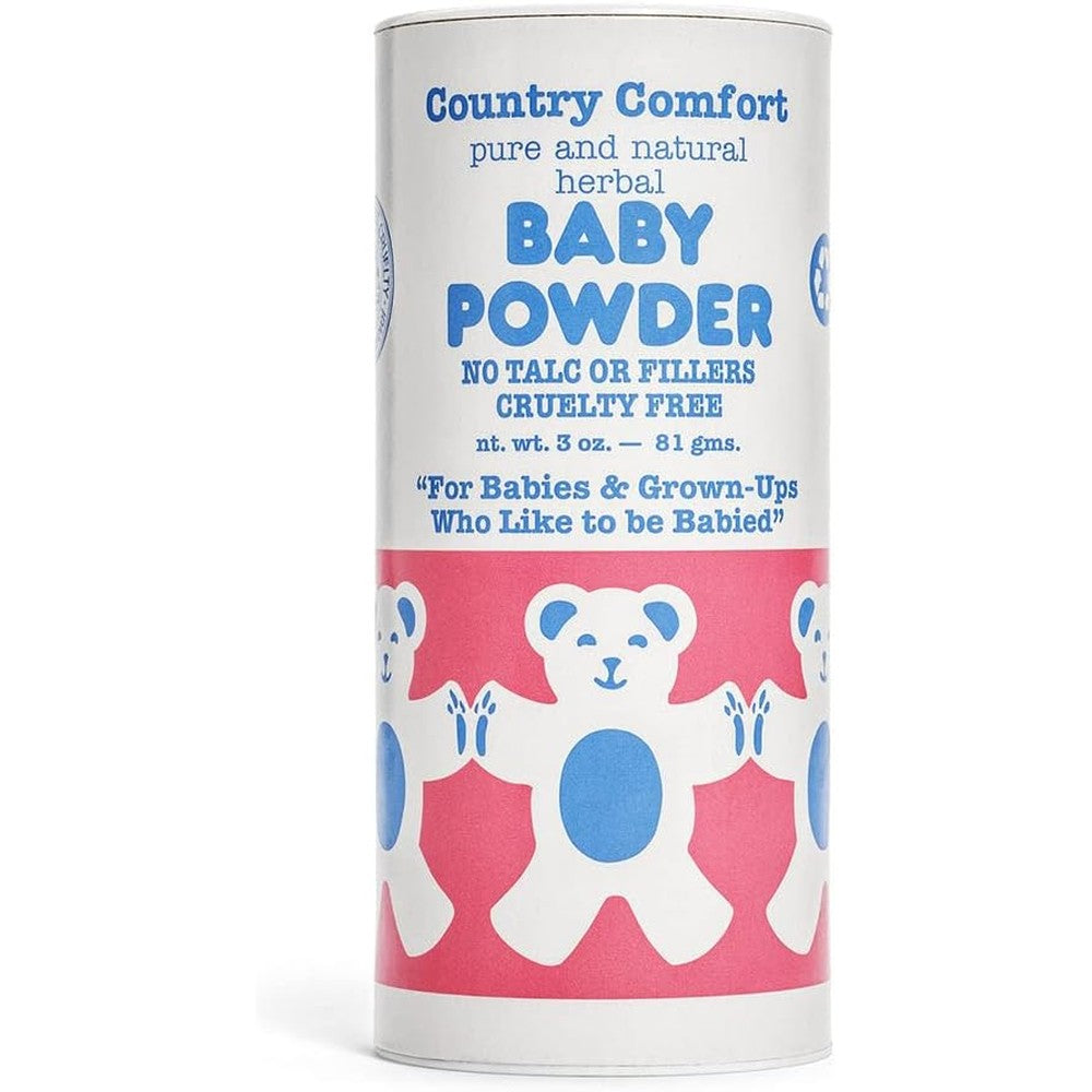 Country Comfort herbal baby powder 3 ounce container front view