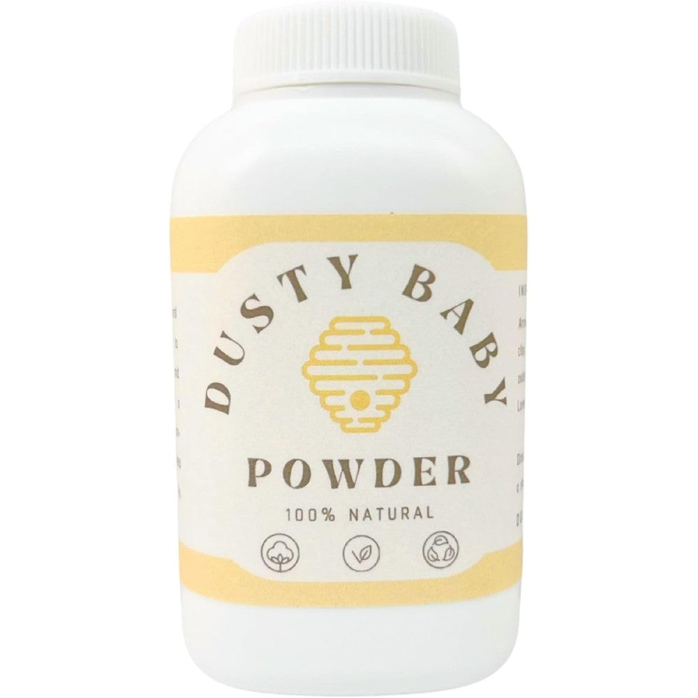 All natural organic baby powder bottle front view