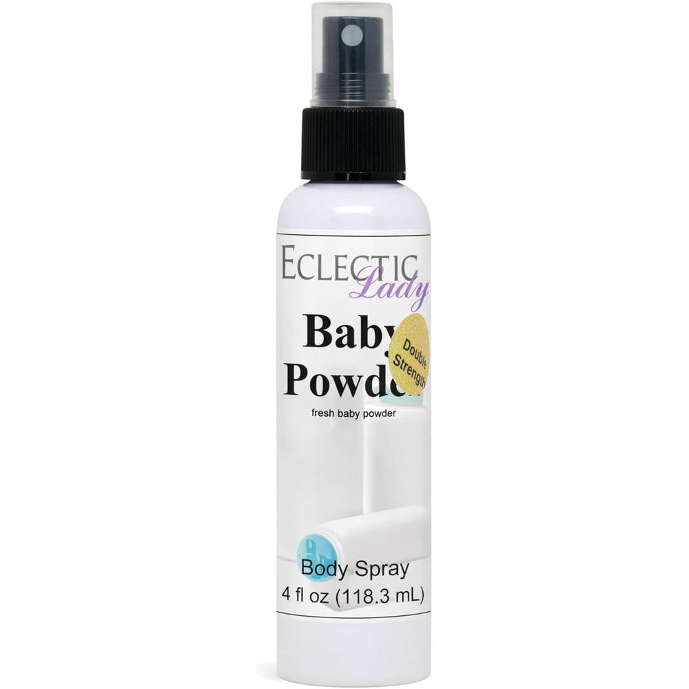 Eclectic Lady Baby Powder Body Spray 4 Fluid Ounces front view