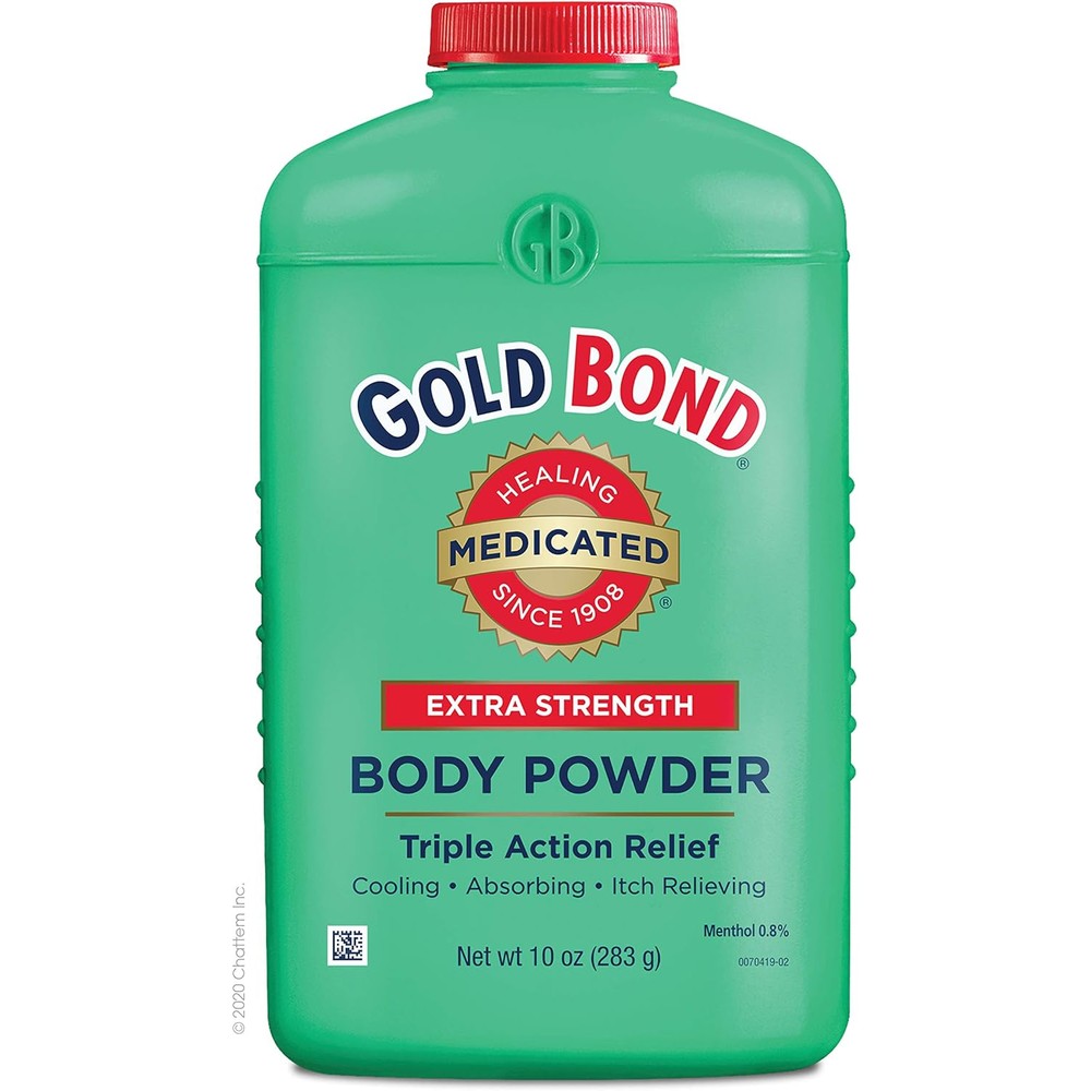 Gold Bond Extra Strength Medicated Body Powder front view 10 ounce