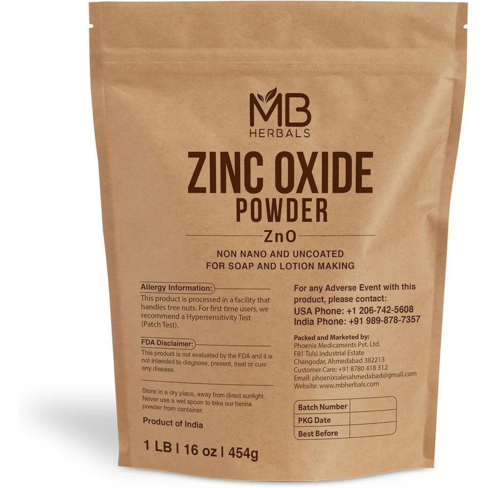 MB Herbals Zinc Oxide Powder 16 Ounce bottle front view