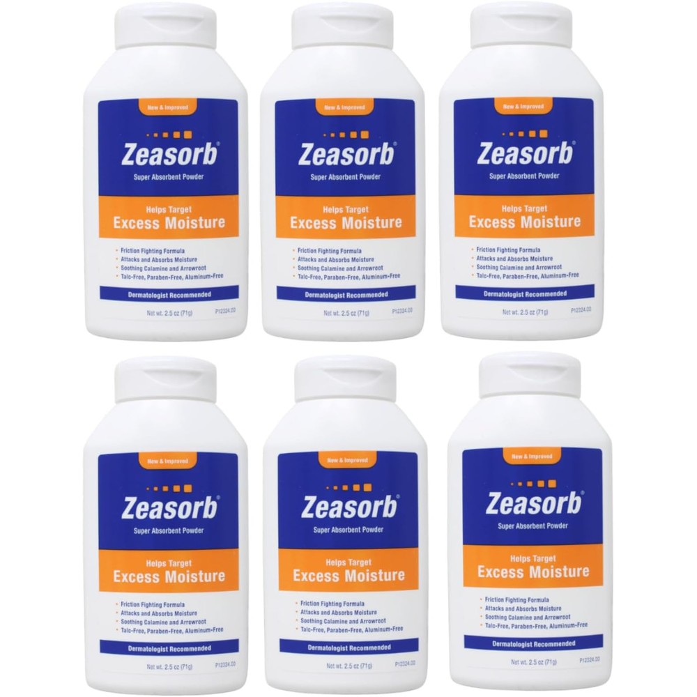 Zeasorb Prevention Super Absorbent Powder 6 pack front view