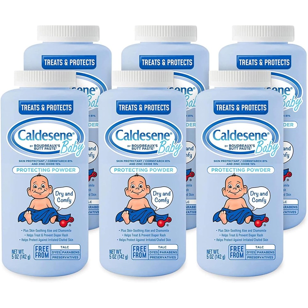 Caldesene Dry and Comfy Baby Powder front view for diaper rash