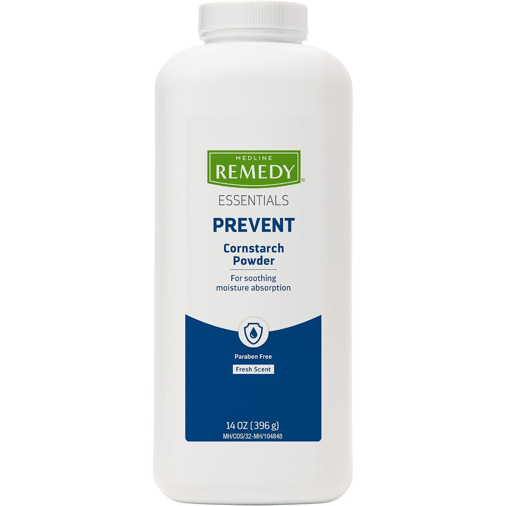 Medline Remedy Essentials Cornstarch Powder front view bottle