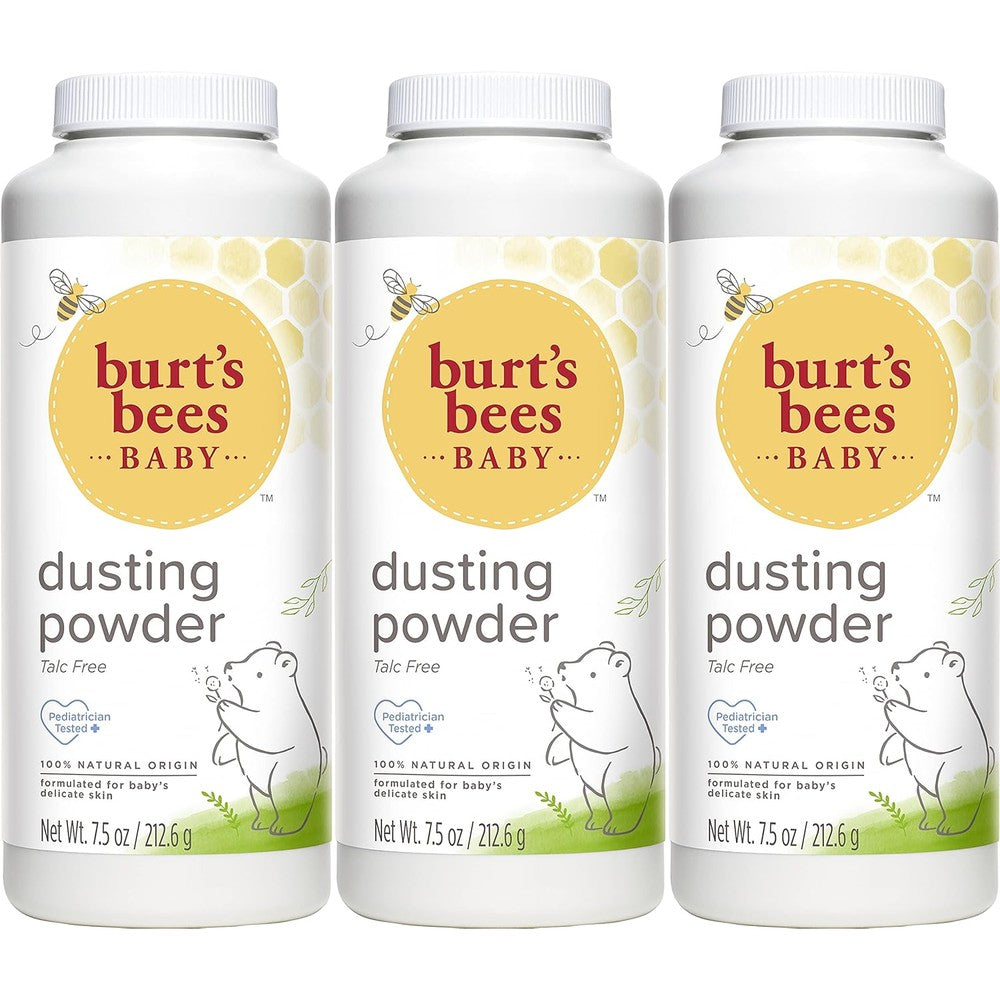 Burt's Bees Baby Bee Dusting Powder 3 pack front view