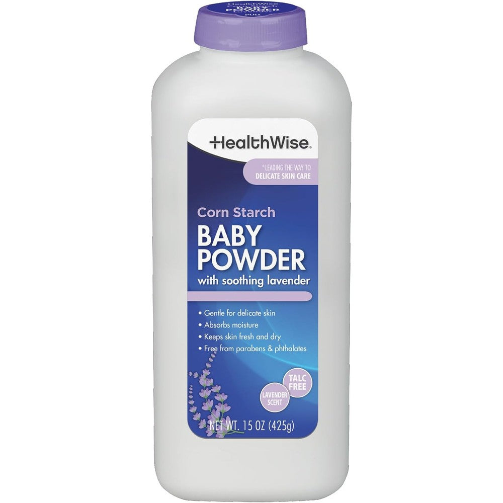 Healthwise Corn Starch Baby Powder 15 Ounce front view