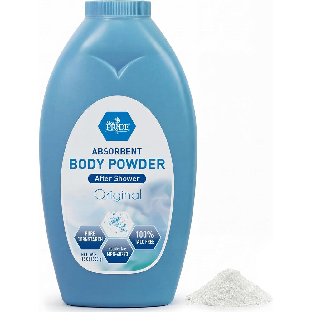 Med Pride Talc Free Cornstarch Body Powder 13 Ounce bottle front view