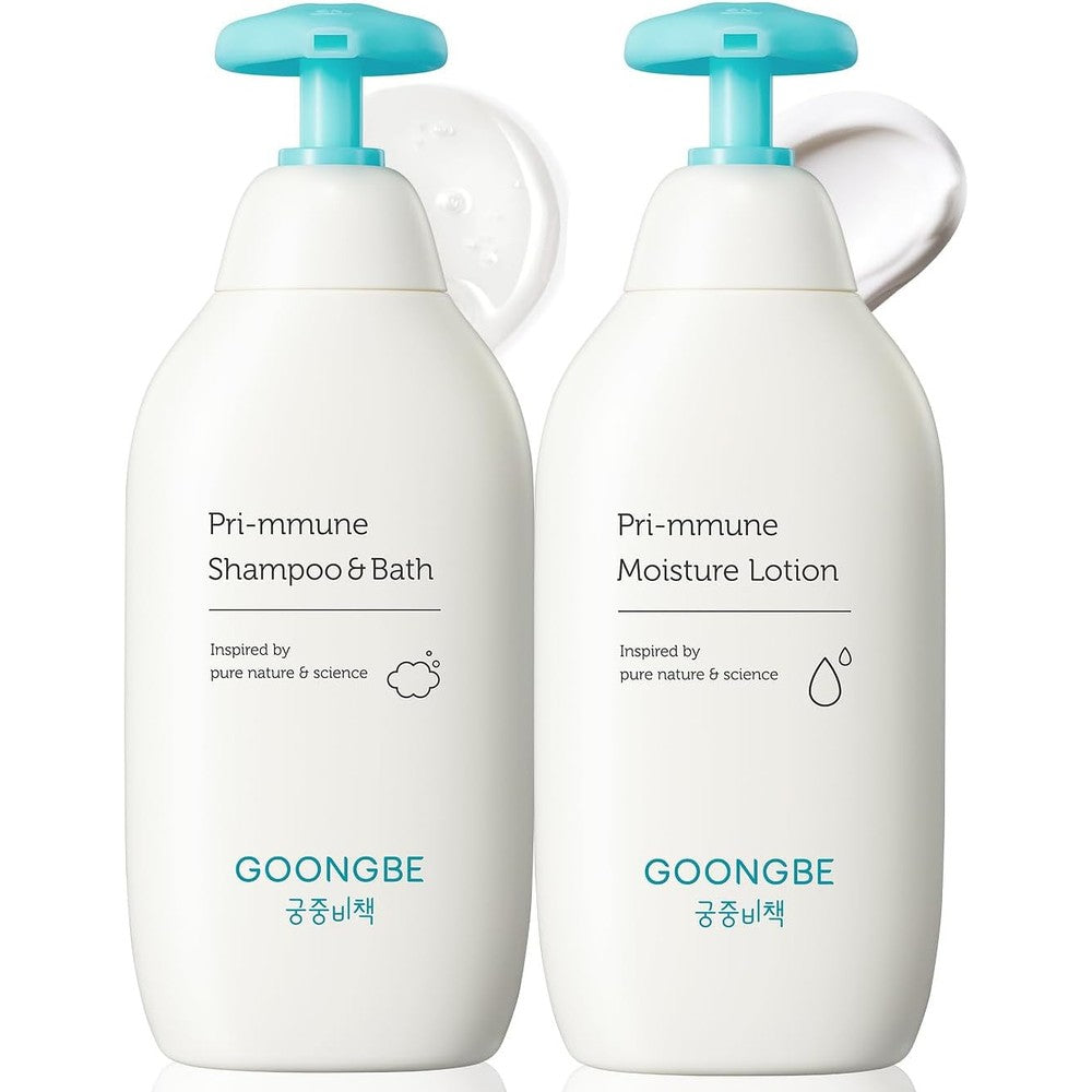 GOONGBE Pri-mmune shampoo bath and moisture lotion set front view
