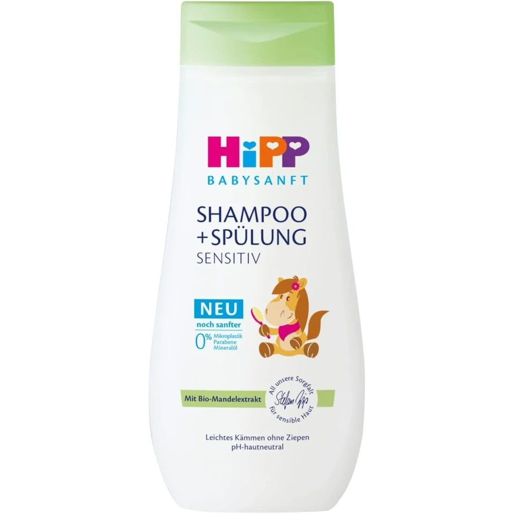 HiPP Baby Shampoo with organic almond oil 200ml bottle front view