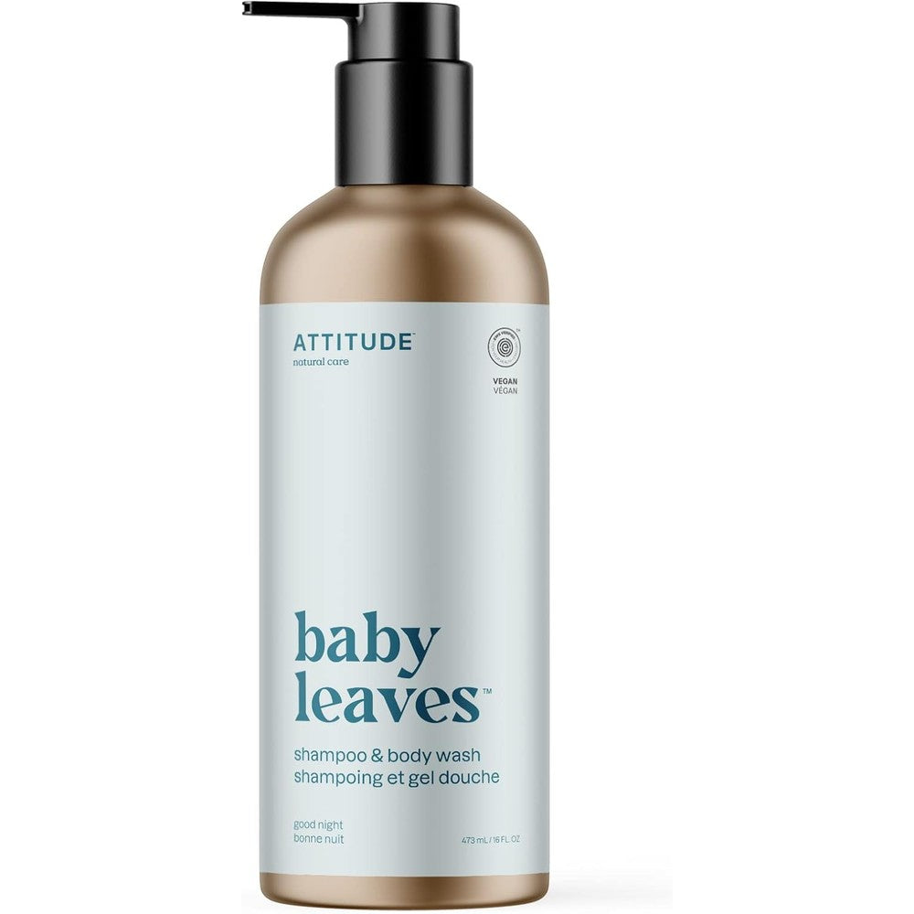 ATTITUDE Baby 2-in-1 Shampoo and Body Wash front view of aluminum bottle