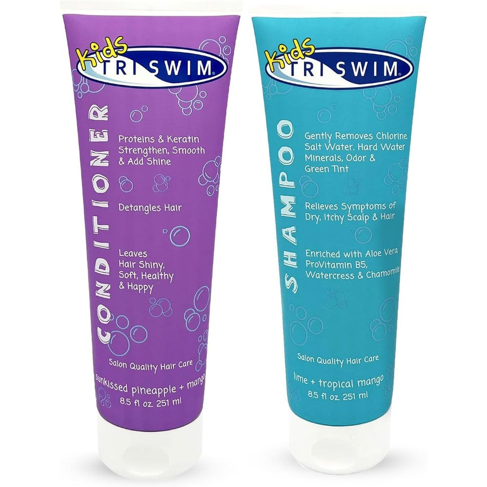 TRISWIM Kids Shampoo and Conditioner Set front view bottle packaging for chlorine removal