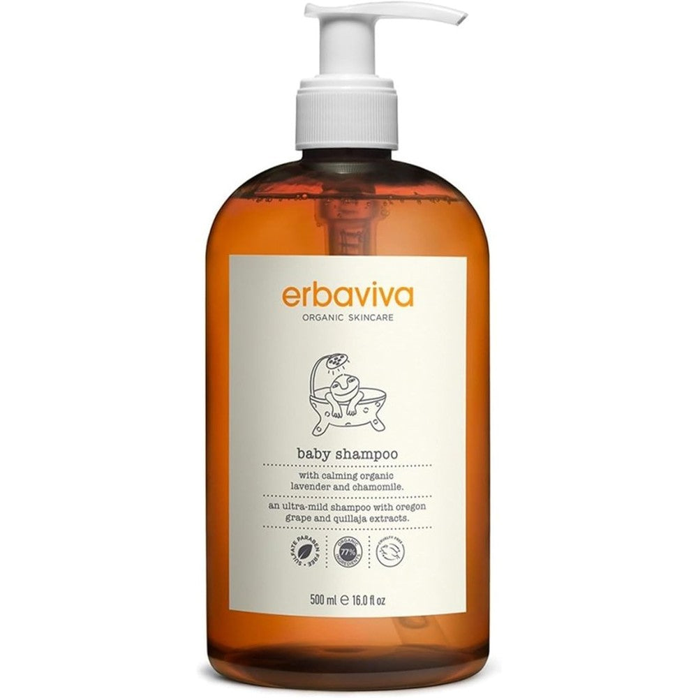 Erbaviva baby shampoo bottle front view for gentle hair care