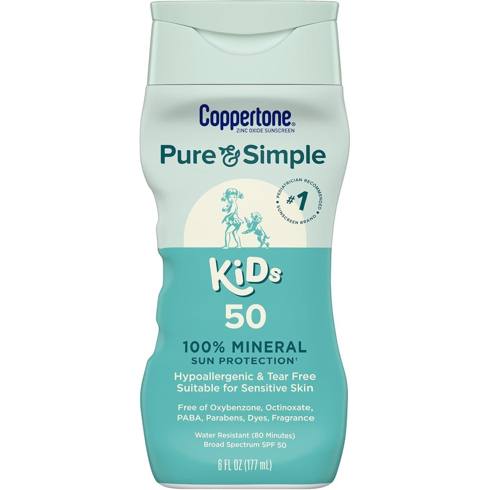 Coppertone Pure and Simple Kids Sunscreen Lotion front view bottle