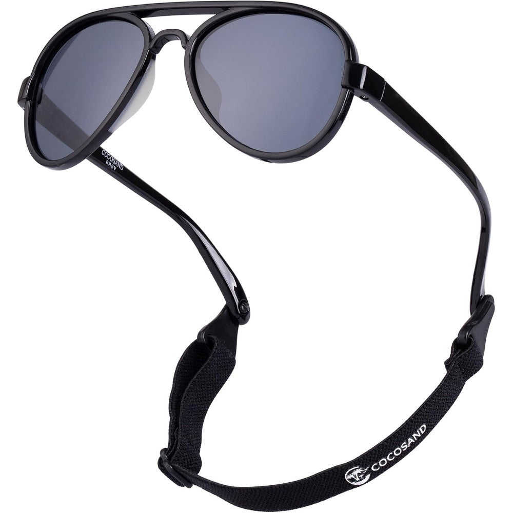 Cocosand baby aviator sunglasses front view with strap