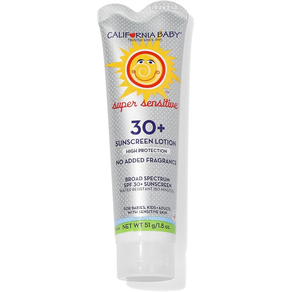 California Baby Super Sensitive mineral sunscreen lotion travel size tube front view