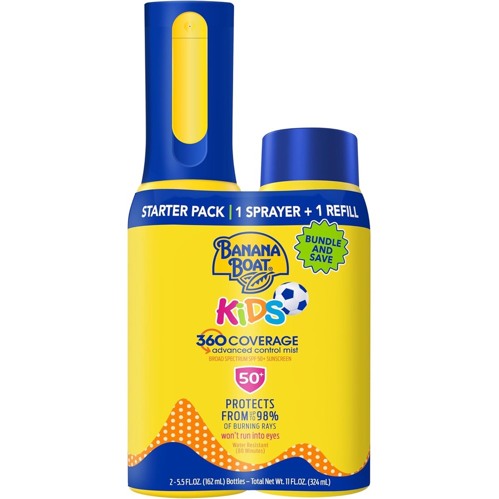Banana Boat 360 Coverage Kids Sunscreen Mist SPF 50 bundle front view