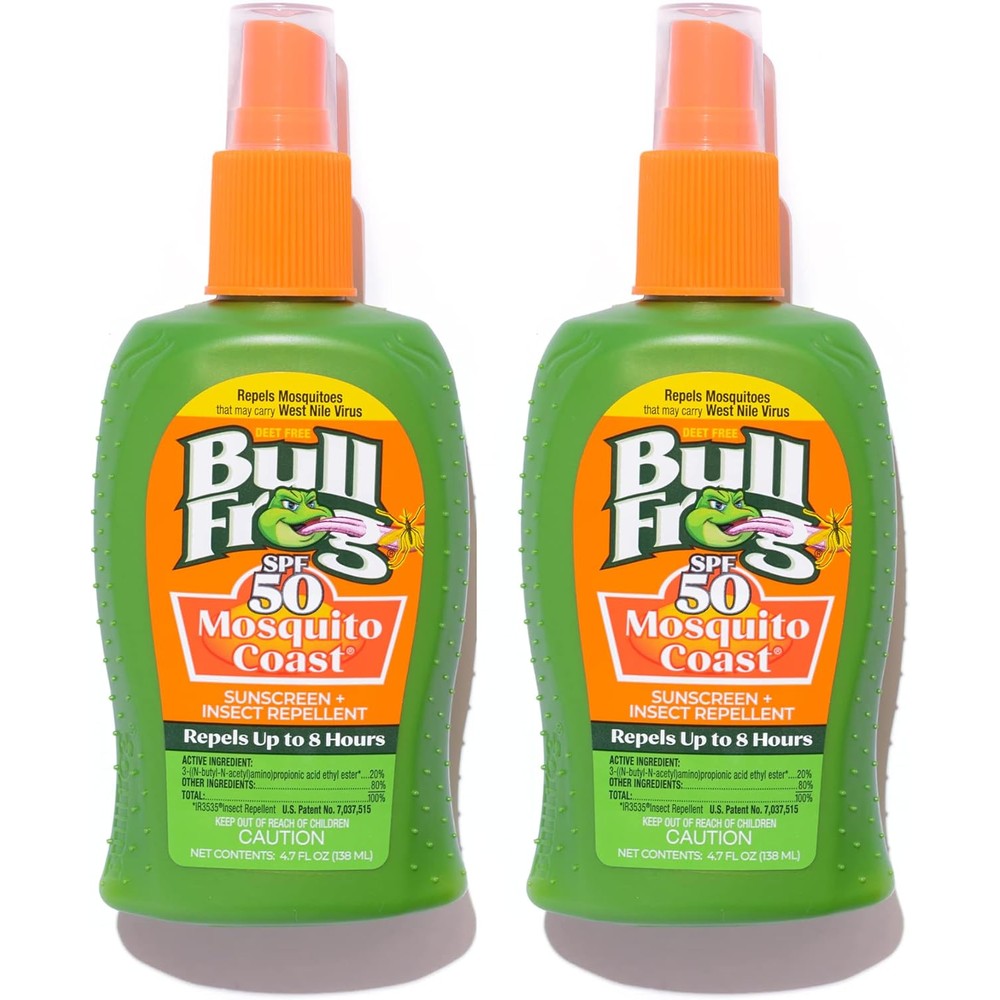 Bullfrog Mosquito Coast Bug Spray Insect Repellent and Sunscreen SPF 50 twin pack front view