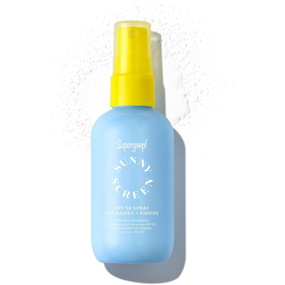 Supergoop Sunnyscreen 100 Percent Mineral Spray front view bottle for baby sun protection